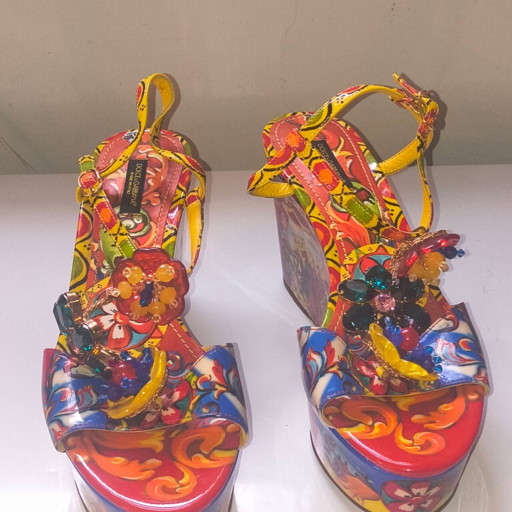 Dolce & Gabbana Crystal Wedge Sandals size US 8.5